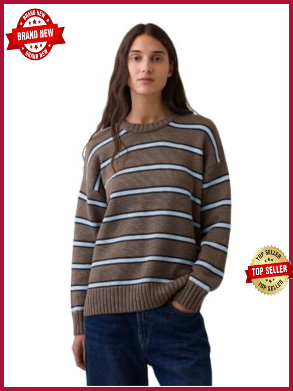 Oversized Boyfriend Crewneck Sweater Long Sleeve Pullover